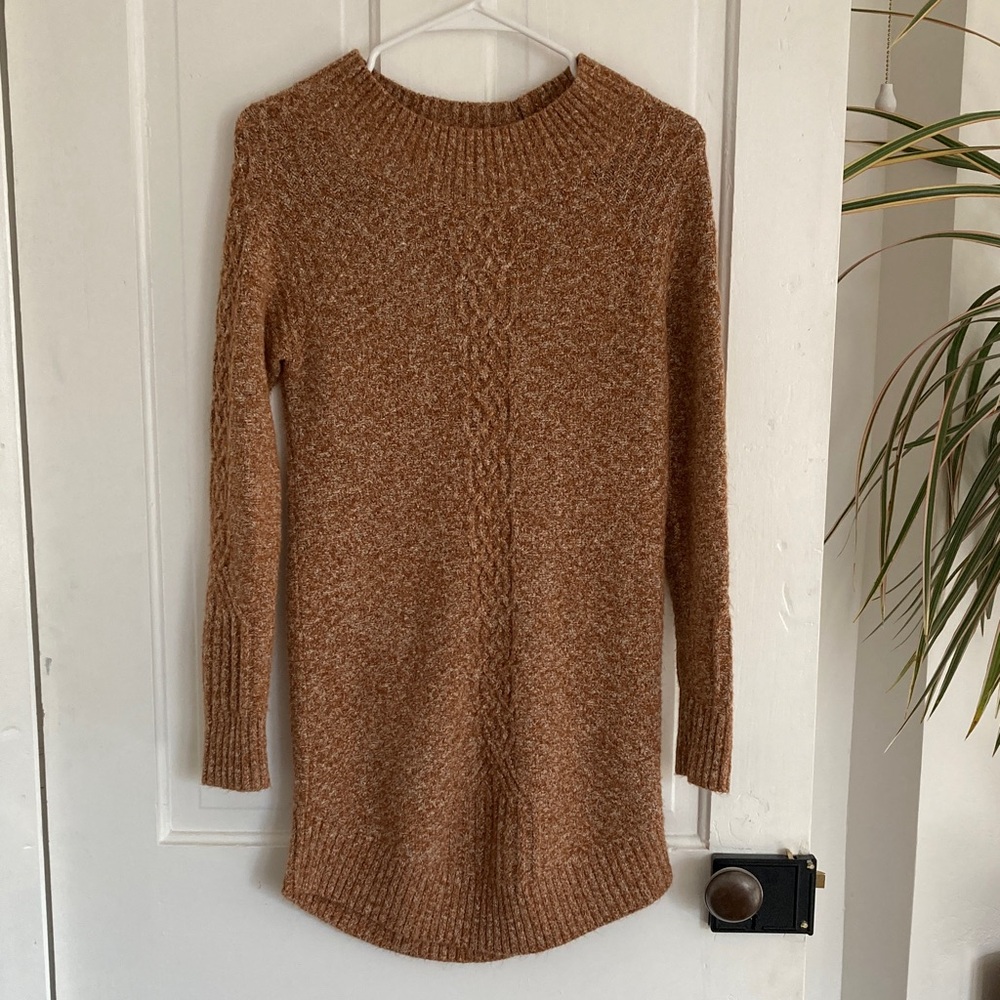Prana Burnt Orange Long Sleeve Knit Sweater Short Mini Dress